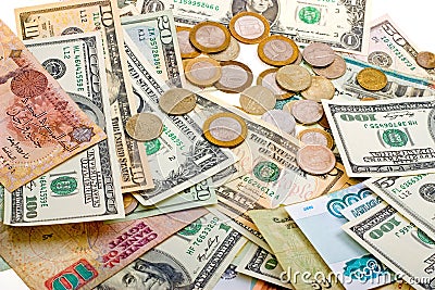 A collection of various money to background