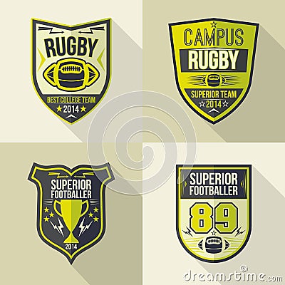 College rugby team emblems