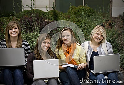 College students with Laptops