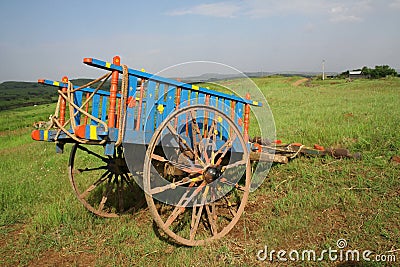 Color decorated rural bullock cart India