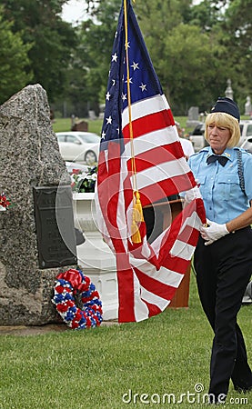 Color Guard Female Veteran with flag