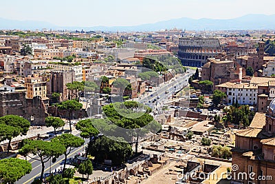 Color panoramic view Rome