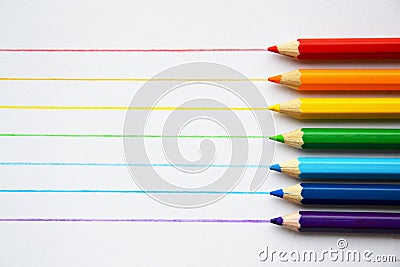 Color pencils in rainbow colors