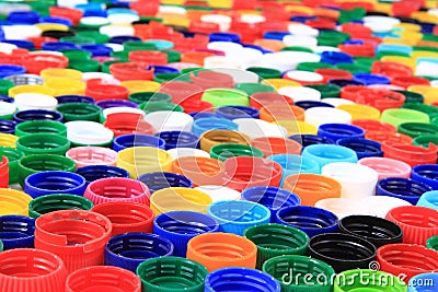 Color plastic caps from pet bottles