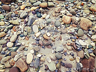 Colored stones and sand