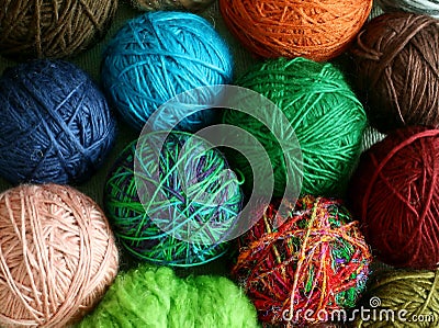 Colorful balls from wool - background