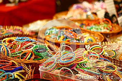 Colorful Bangles from India on Retail Market