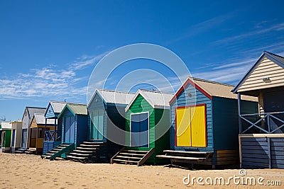 Colorful beach huts in Australia