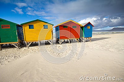 Colorful beach huts at Muizenberg Beach