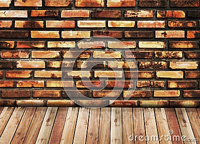 Colorful brick and wood floor