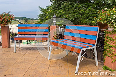 Colorful chair in the garden