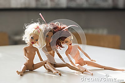 Colorful composition with Barbie dolls