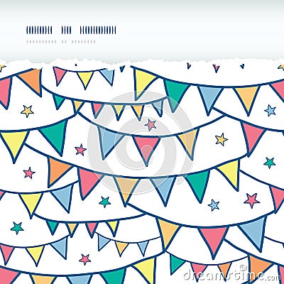 Colorful doodle bunting flags horizontal torn