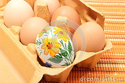 Colorful Easter eggs in carton package