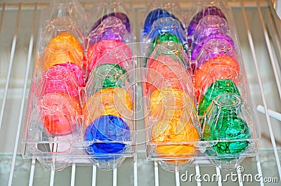 Colorful Easter Eggs in a Plastic Box