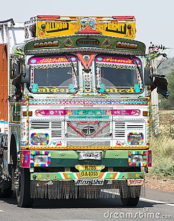 Colorful Freight Truck in India, Travel to Asia