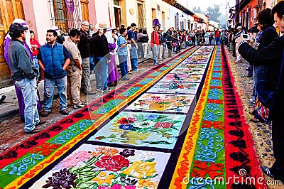 Colorful Holy Week carpet in Antigua, Guatemala