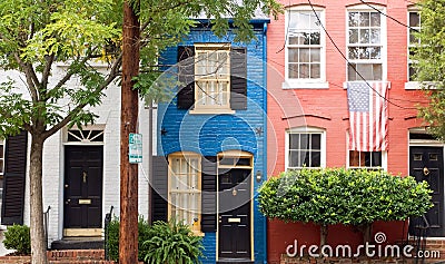 Colorful houses on city street