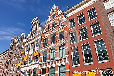 Colorful houses facades in Amsterdam