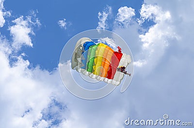 Colorful parachute in the air