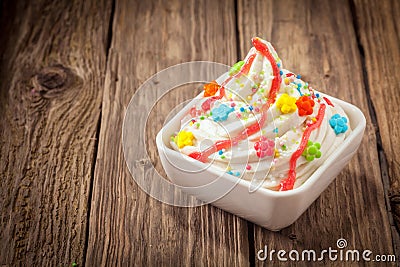 Colorful party ice cream dessert frozen yogurt