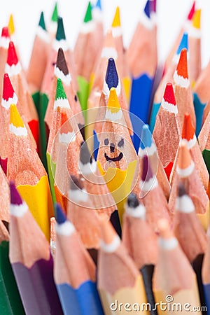 Colorful pencil as smiling faces