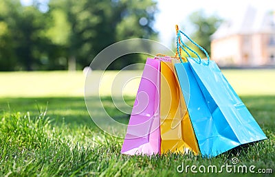Colorful Shopping Bags on Grass