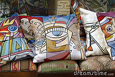 Colorful silk pillows