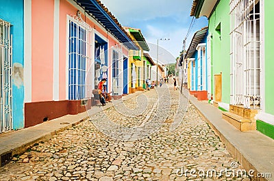 Colorful traditional houses in the colonial town of Trinidad, Cuba