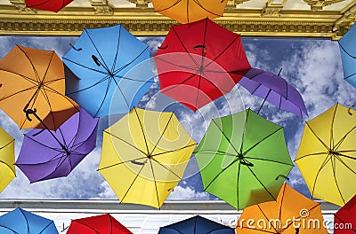 Colorful umbrella street decoration.