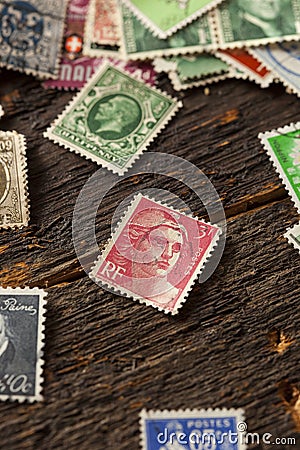 Colorful Vintage Used Postage Stamps