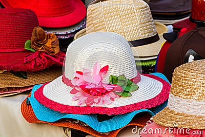 Colorful of vintage woven hat.