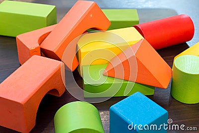 Colorful wooden building blocks