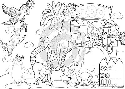 Coloring page - the zoo - illustration for the children