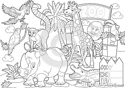 Coloring page - the zoo - illustration for the children