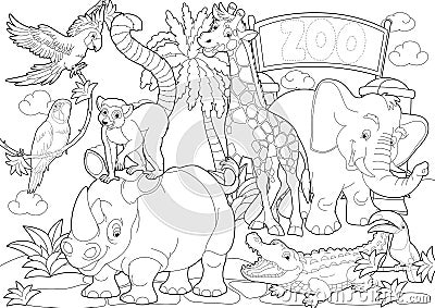 Coloring page - the zoo - illustration for the children