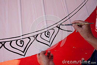 Coloring paints umbrella made ​​of paper / fabric. Arts and