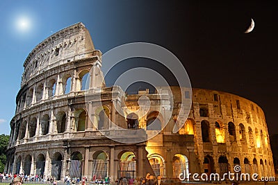 Colosseum, day and night