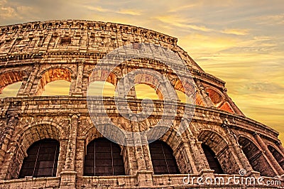 Colosseum in Rome at sunset, Italy
