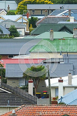 Coloured rooftops in urban area