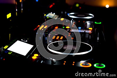 Colourful DJ deck and turntables