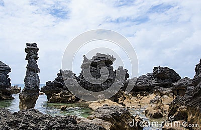 Columns of limestone rocks