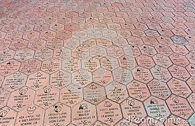 Commemorative bricks with names in terracotta