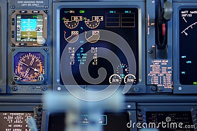 Commercial aircraft panel at night