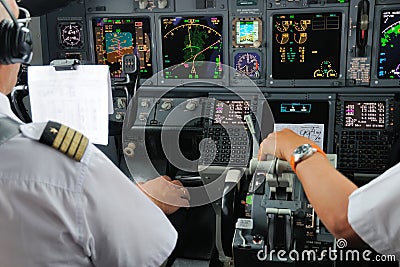 Commercial aircraft panel at night