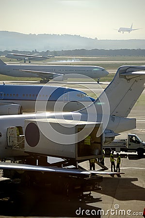 Commercial airplane parked at