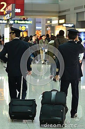 Commercial pilots in Airport Terminal