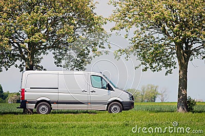 Commercial van in the countryside