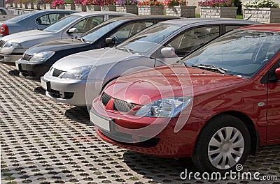 Company cars, parked