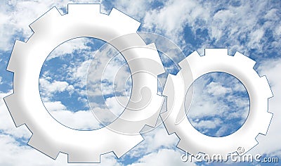 Company Logo - White Wheels on Sky Background